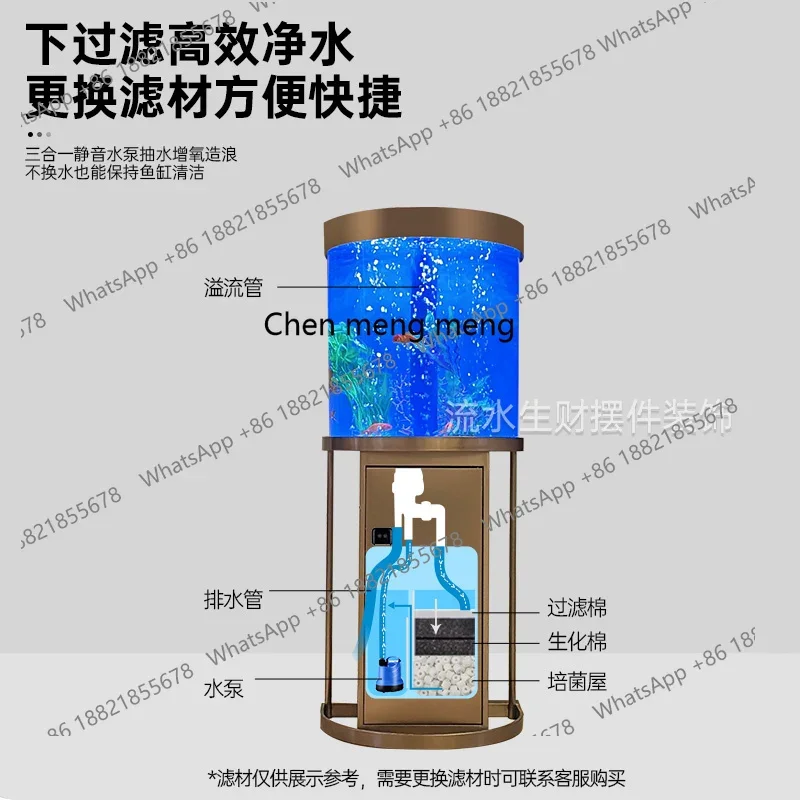 

Hot sales Semi-round fish tank living room against the wall cylindrical tank living room ecological landscaping free of water ch