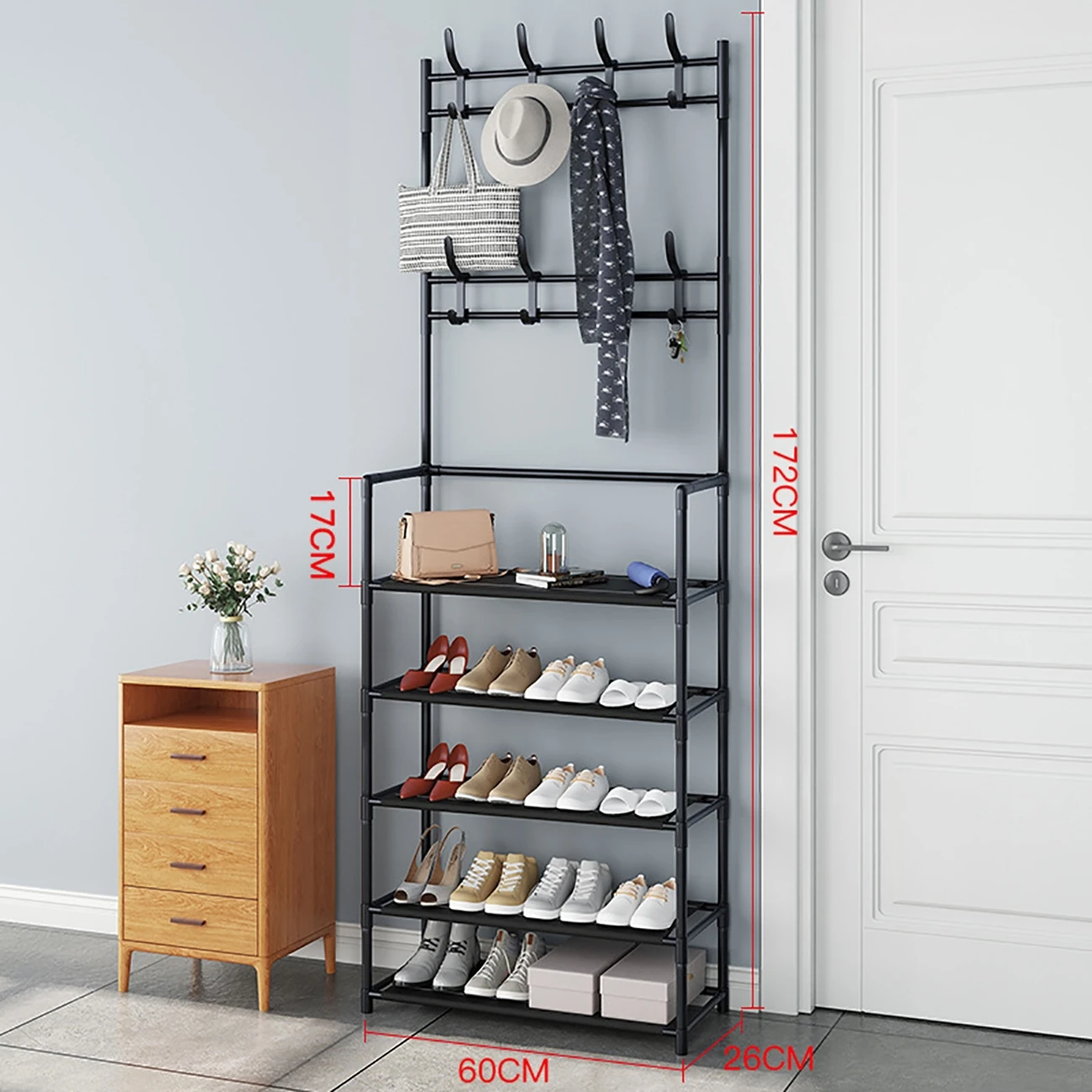 Floor Coat Rack Shoe Rack and Hat Rack Wardrobe Household Integrated Shoe and Hat Rack Hanger Home Furniture