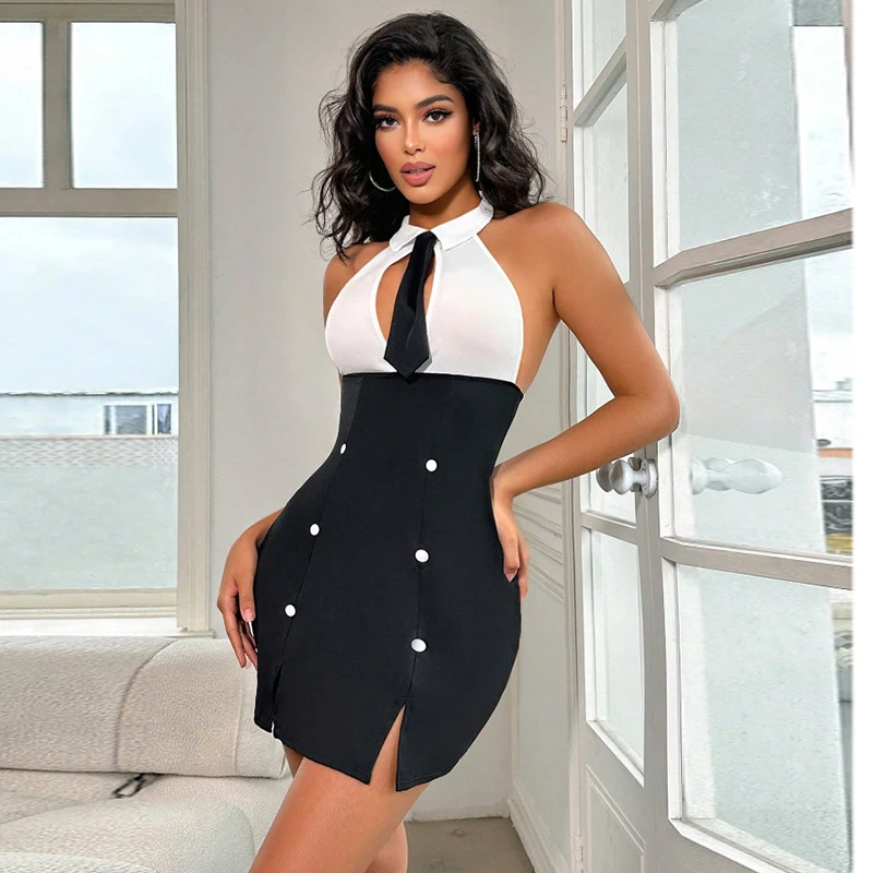 

Пижамы для женщин, сексуальная ночная рубашка с лямкой на шее, горячее нижнее белье с открытой спиной, милая ночная рубашка для девочек, тонкое пижамное платье с высокой талией Pure Desire