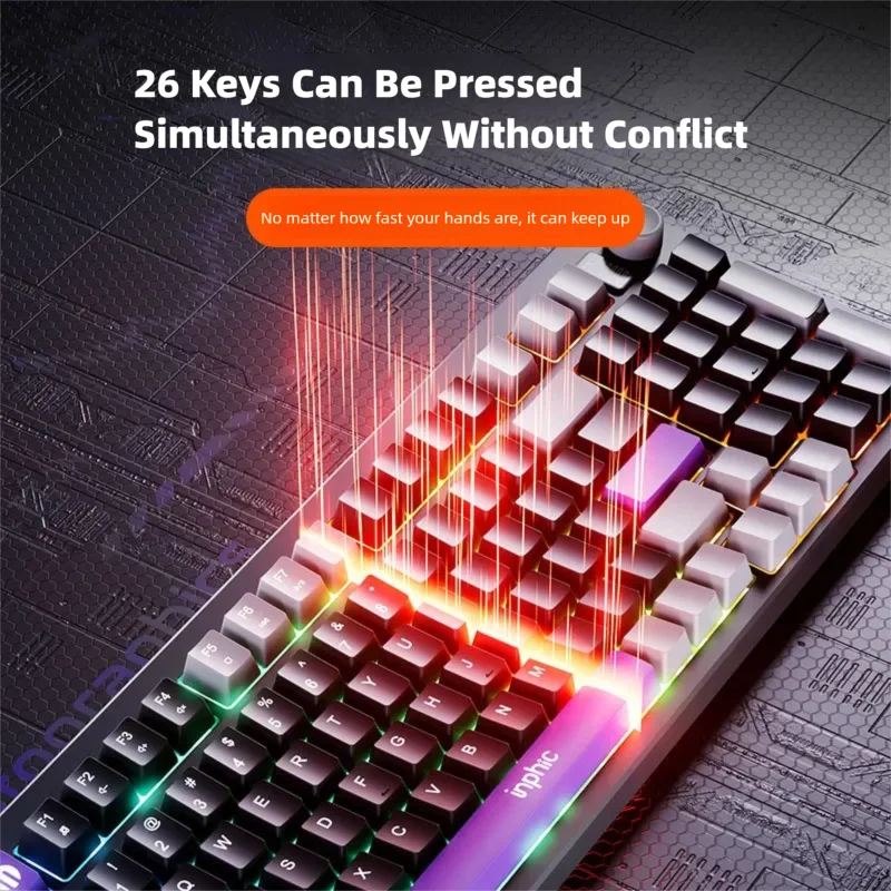 INPHIC V98 TYPE-C Przewodowa k – Gaming Keyboard No Noise recenzja i cena