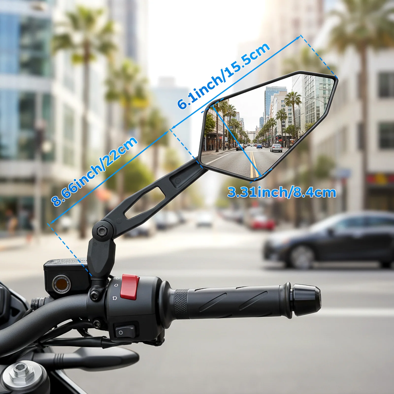 Universial 8mm 10mm Motorcycle Rearview Mirror Scooter E-Bike Rear View Bar End Mirror Electromobile Back Side Folding Mirror