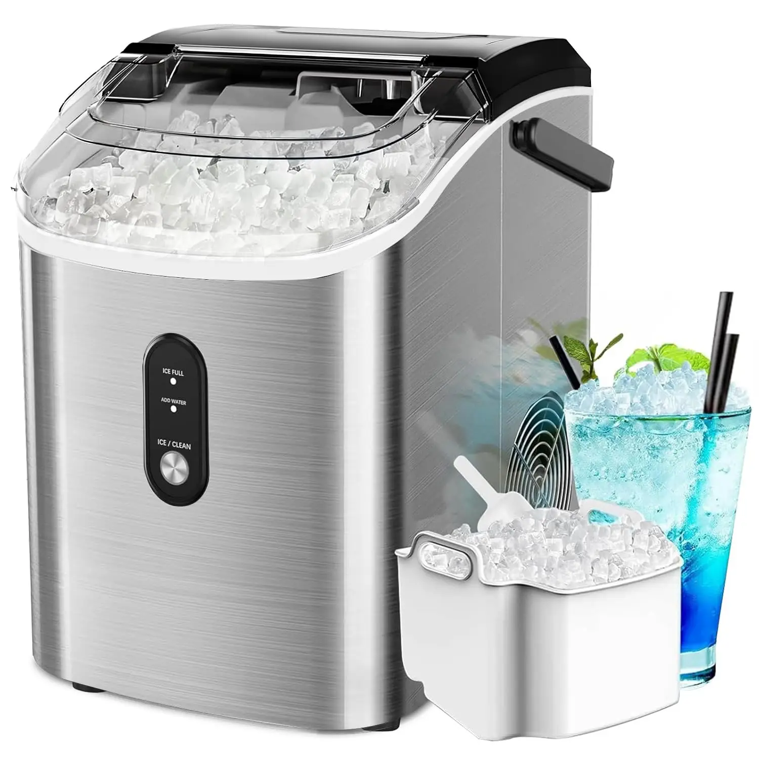 

Kndko Nugget Ice Maker Countertop,Crushed Ice Maker with Chewable Ice,Fast Ice Making 35Lbs/Day, Self Cleaning Countertop