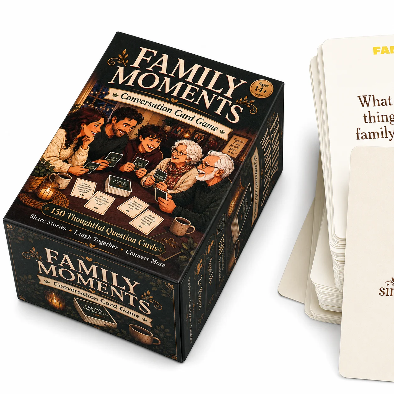 Family Moments Card Game Conversation Starter Cards with Thoughtful Questions for Family Dinners Gatherings Holidays Story Shari