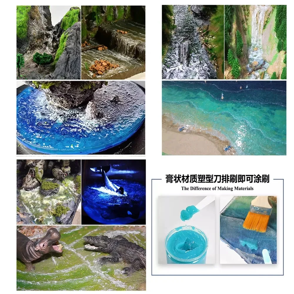 DIY Waterscape วาง Rivers/Oceans/Lakes/Static จําลอง Water Effect ครีมฉากชุดทําวัสดุสําหรับ Diorama 50ml