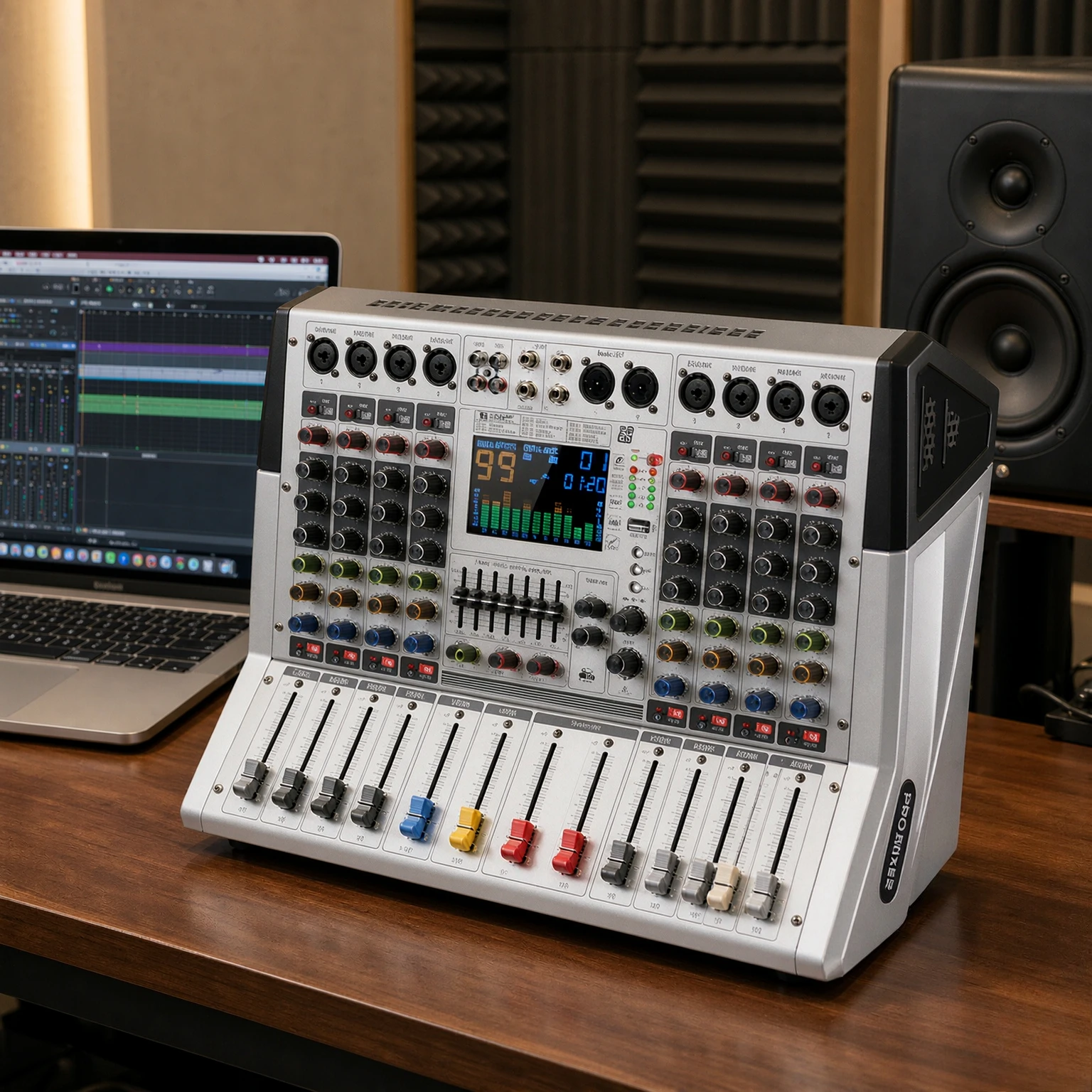 Professional 4/6/8 Channel Powered Audio Mixer with Amplifier, Large Screen & 99 DSP Effects for Stage Karaoke