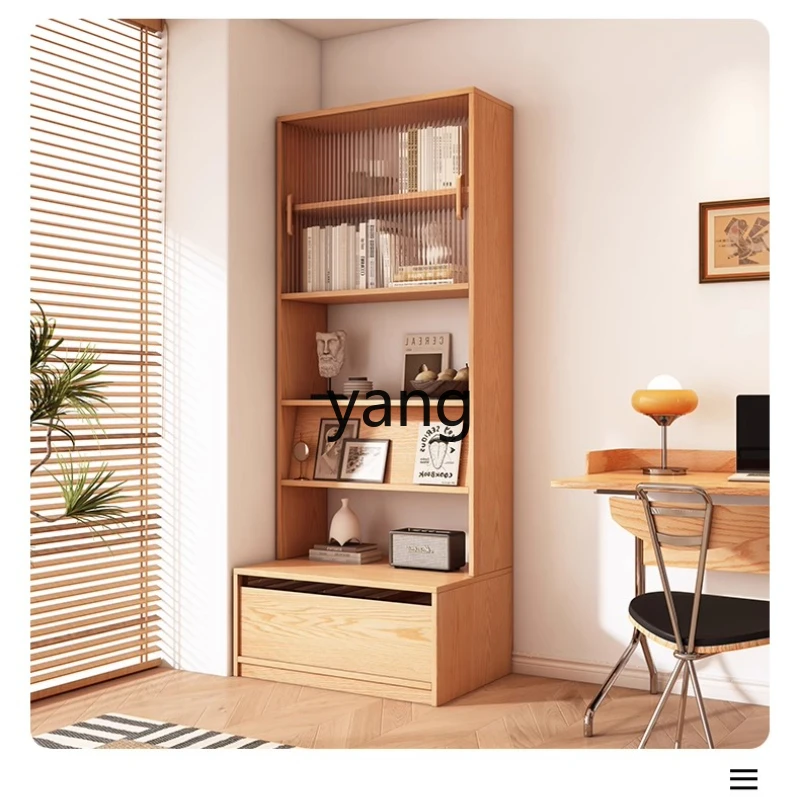 

YHM all solid wood card seat bookcase with glass door integrated