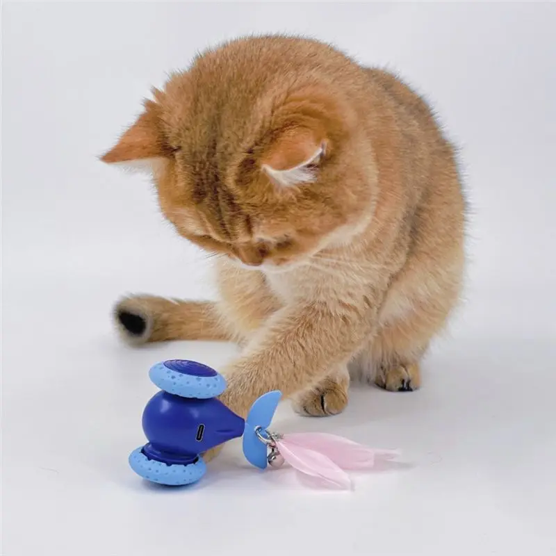 A74E-Intelligent Design Rechargeable For Cat Automatic Obstacle Avoidance Interactive For Cat Accessories Blue