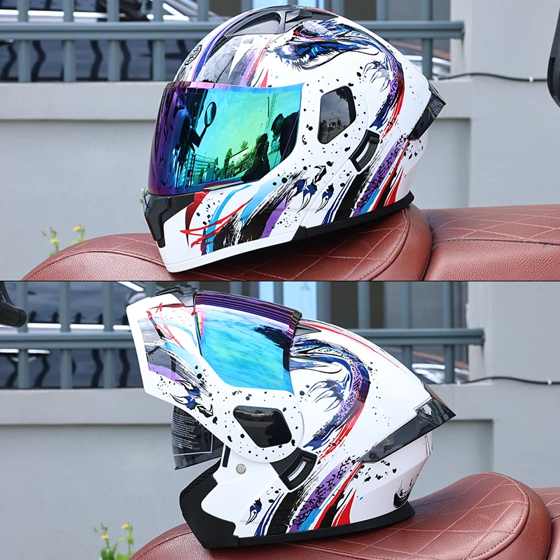 ORZ-103-DOT ABS Modular Motorcycle Helmet Flip Up Double Visor Full Face Motorbike Casco with Inner Sun Shield for Men Women image 3