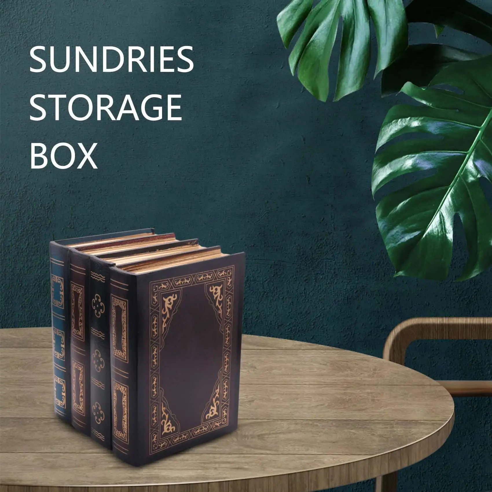 

A93Z False Book Box Vintage Storage Props Book Jewelry Storage Packaging Study Book Ornaments Wooden Antique Classic Decorative