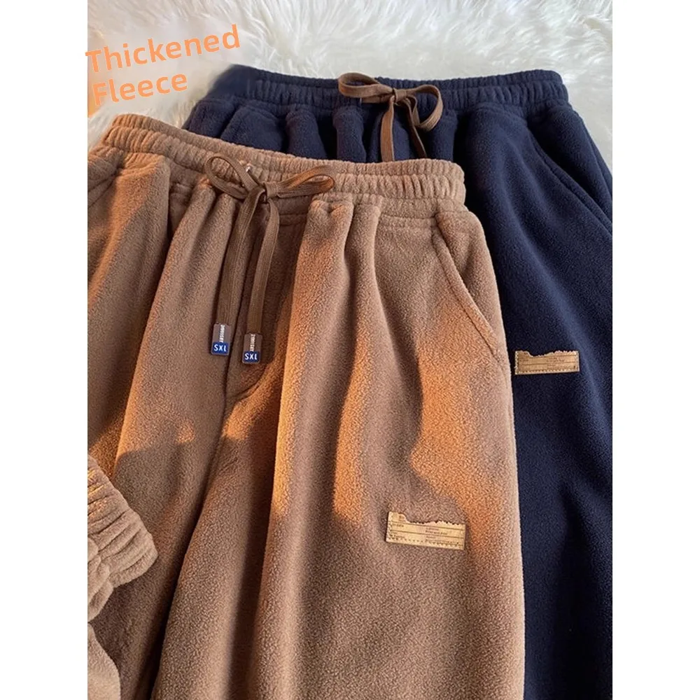 Thiened Fce اصطف الأمريكية الرجعية فرو الضأن الرجال الخريف الشتاء سروال قصير السراويل الدافئة مكبل السراويل الترفيه السراويل غير رسمية #2