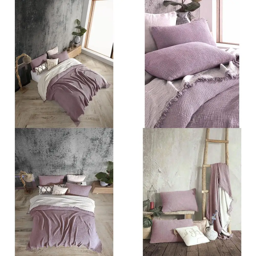 أغطية وسائد من الموسلين مكونة من 4 طبقات من القطن العضوي بنسبة 100% - قابلة للتنفس، فائقة النعومة، خفيفة الوزن، مغسولة مسبقًا لـ Com