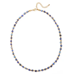 ZMZY Wholesale Minimalism French Style Retro Natural Stone Lapis Lazuli Faceted Beads Necklace Jewelry men and women gifts