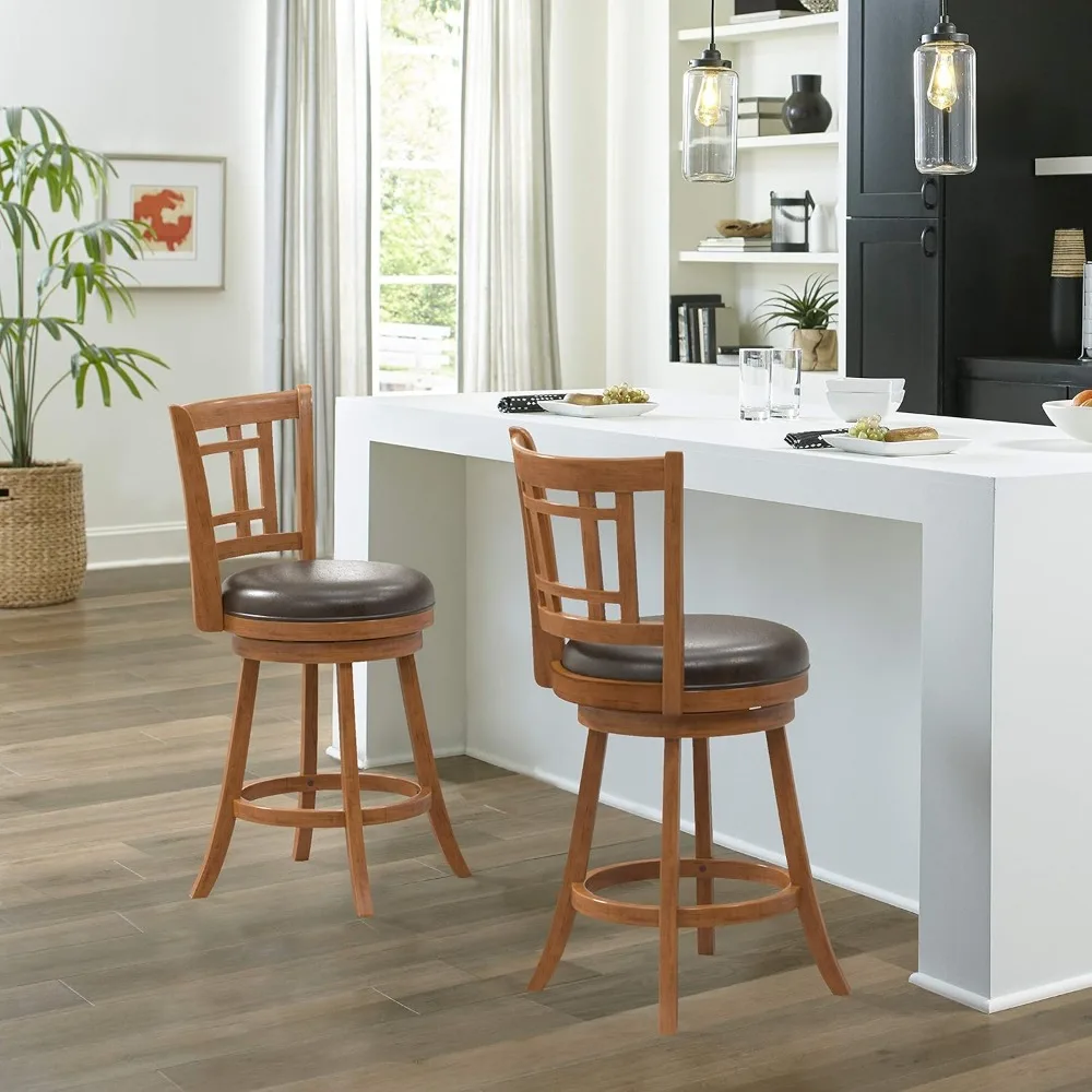 Fairfox-Swivel Cozinha Counter Stool, carvalho, 24,5 "alta