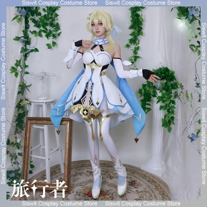 

Game Genshin Impact Traveler Lumine Cosplay Costume Women Uniforms Clothing Accessories Full Set Anime Carnival Party Dress Up