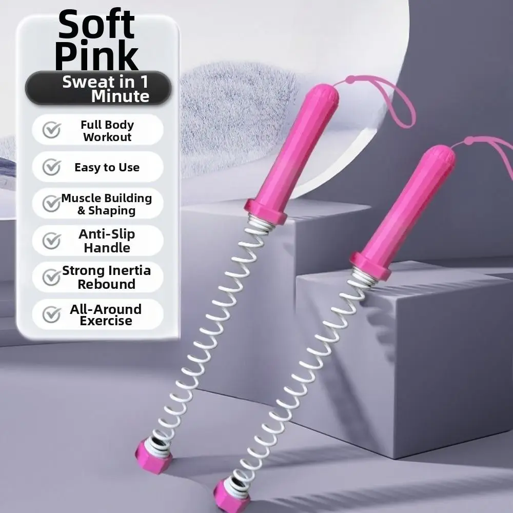 Ergonomic Grip Cordless Battle Rope Non-slip Handle Stainless Steel Strength Training Bar Portable Flexible Spring