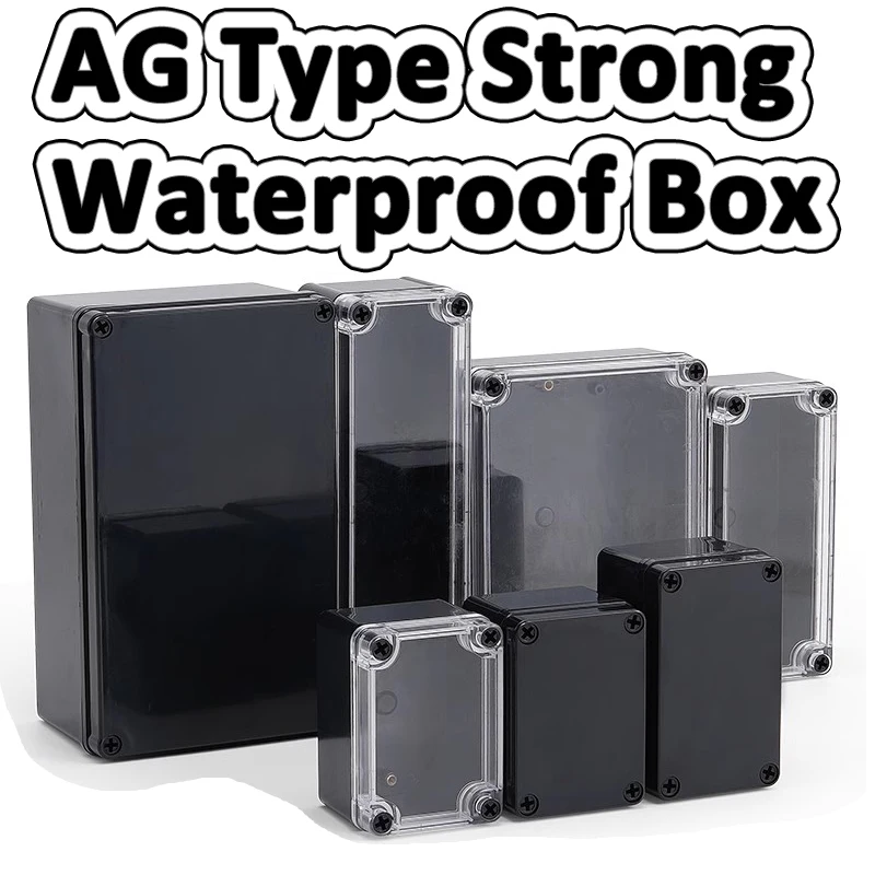 ABS Black Waterproof Junction Box Housing Electronic Safe Case Plastic Box Transparent Clear Cover Organizer IP67 Enclosure