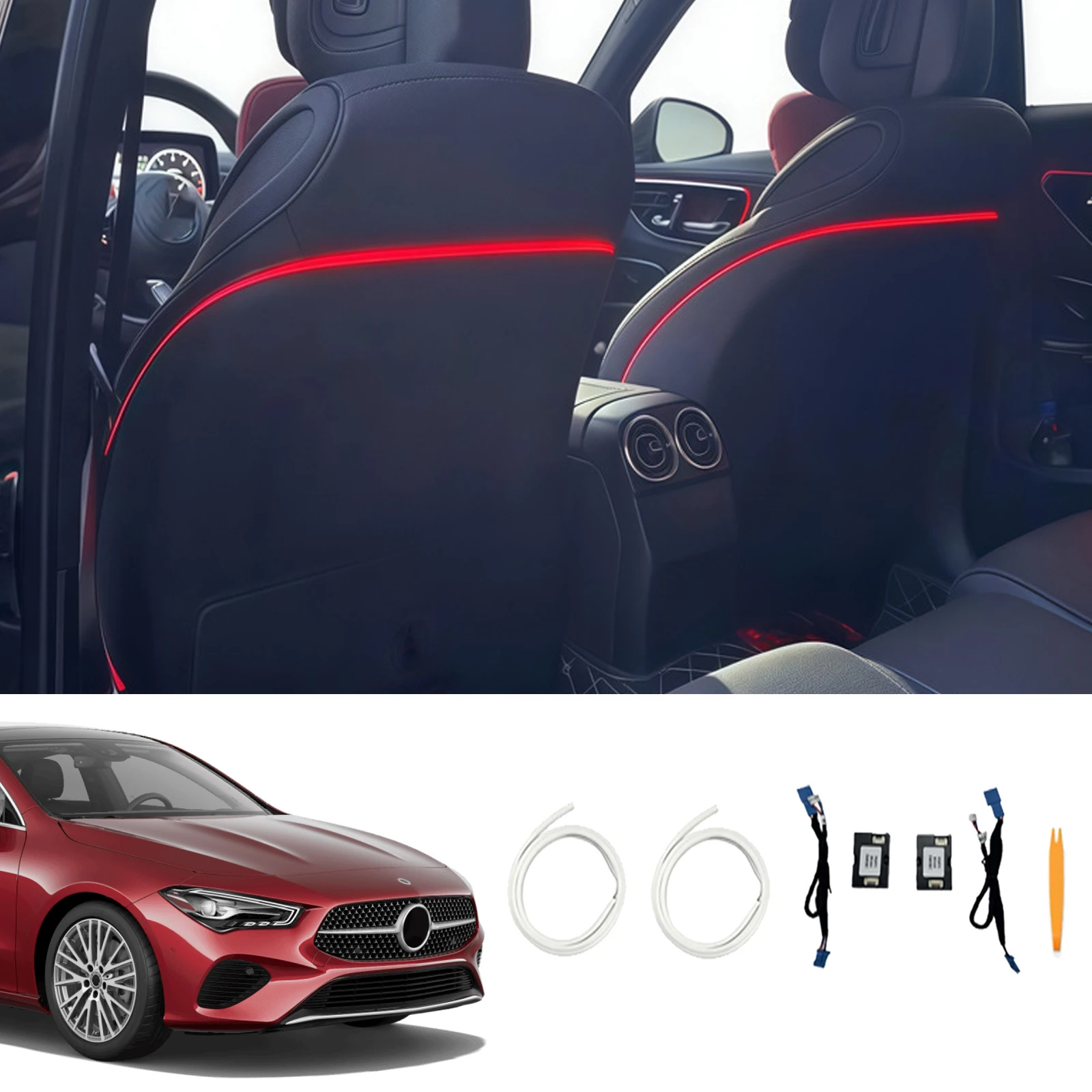 Car Seat Back Control Remote Ambient Lamp For Mercedes Benz C E Class W205 W206 W213 W214 GLC X254 2015-2026 2027 LED RGB Trim