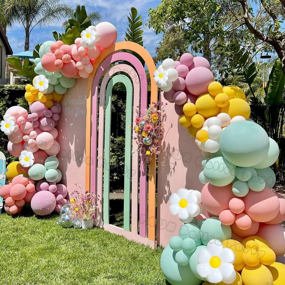 Pastel Macaron Balloons Garland Arch Kit Rainbow Color Ballon Birthday Wedding Baby Shower Supplies Daisy Theme Party Decoration