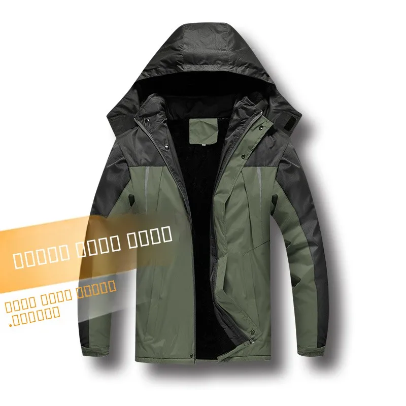 

New 2020 Men's Fce Lined Hooded Jaet Casual Spring Autumn Workwear Waterproof Large Size Trendy Polyester Cotton Jaet
