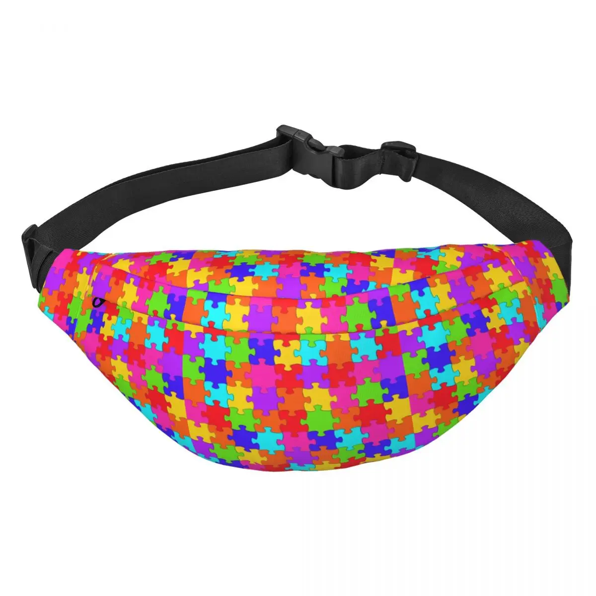 

Custom Autism Awareness Colorful Puzzle Pattern Fanny Pack Women Men Sling Crossbody Waist Bag for Traveling Phone Money Pouch