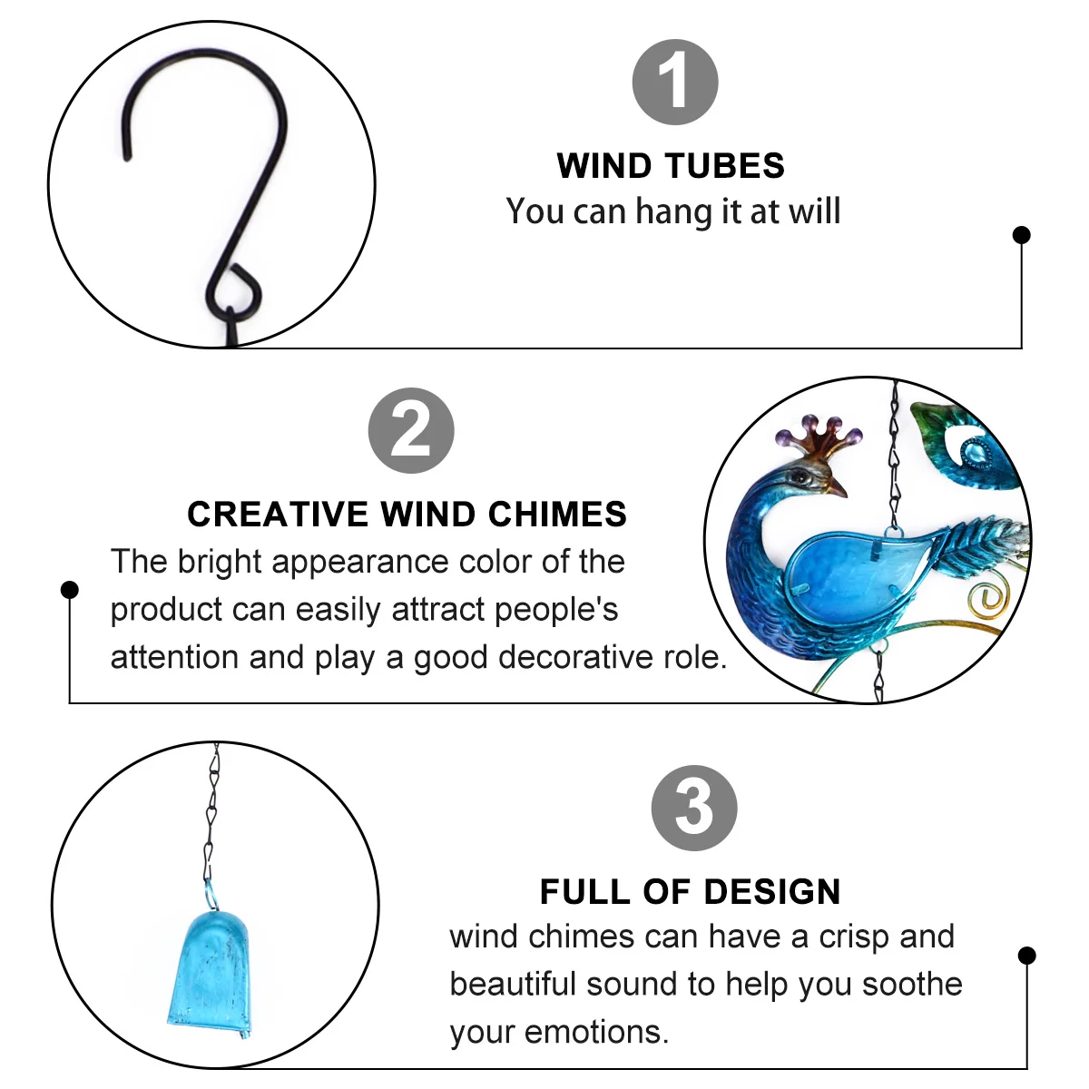 

2pcs Creative Colorful Wrought Iron Glass Wind Chimes Decorative Hanging Wind Tubes Durable Metal Windbells With Soothing Sound