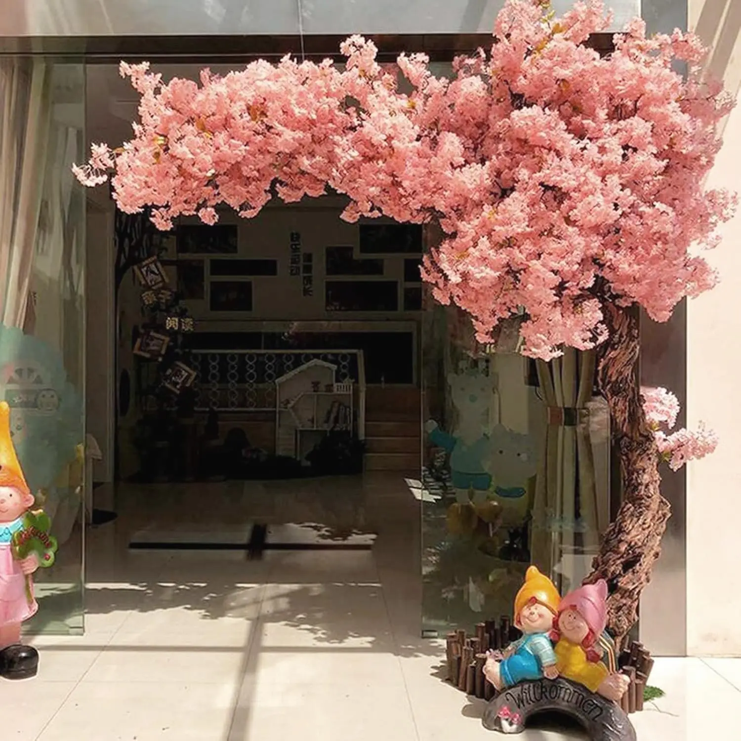 

Artificial Cherry Blossom Tree, Artificial Sakura Tree, Large Extension Wishing Tree with Artificial Plants for Weddings, Pink