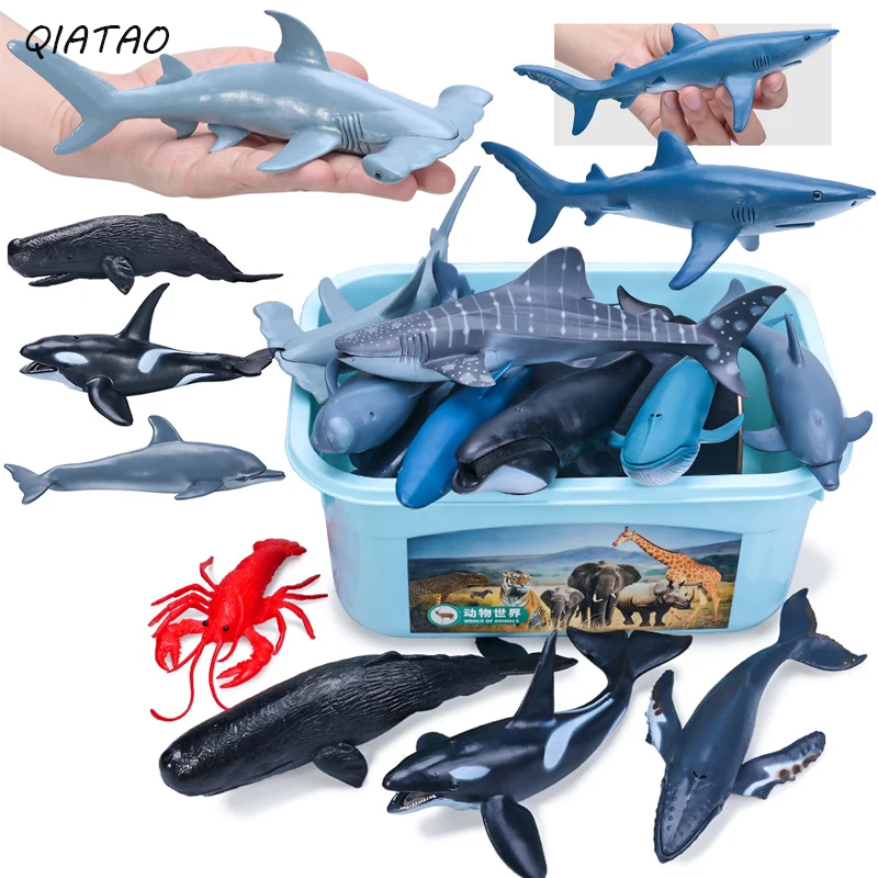 New Sea Marine Animals Dolphin Sharks Crab Killer Whale Action Figure Figurines Ocean Marine Aquarium Education toy for Children