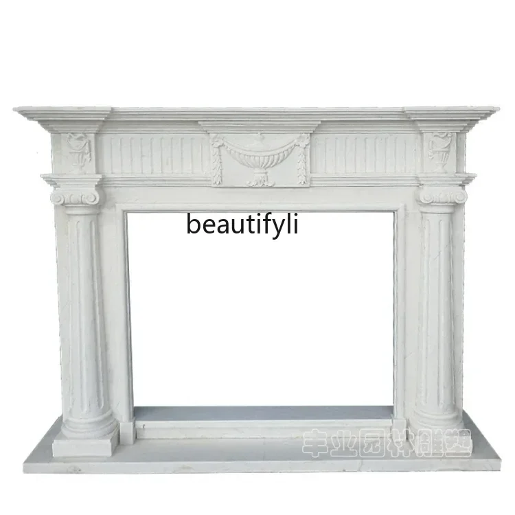 

Y48 Spot marble fireplace white marble carving simple Ymerican fireplace rack