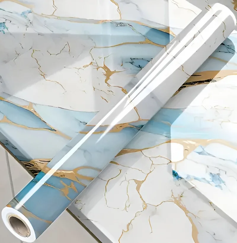 

Blue Gilding Peel and Stick Wallpaper Luxury Marble Furniture Renovation Sticker Removable Self Adhesive Wall Paper for Kitchen