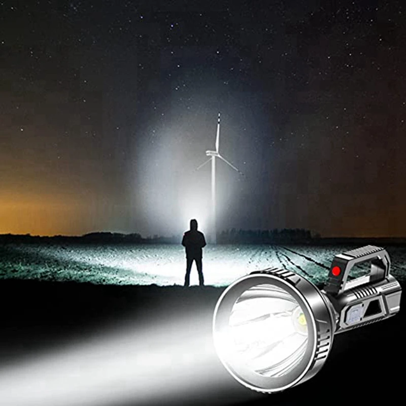 Portable 90000LED Super Bright Spotlight Flashlight, 4 Light Modes Camping Handheld Home, USB Rechargeable