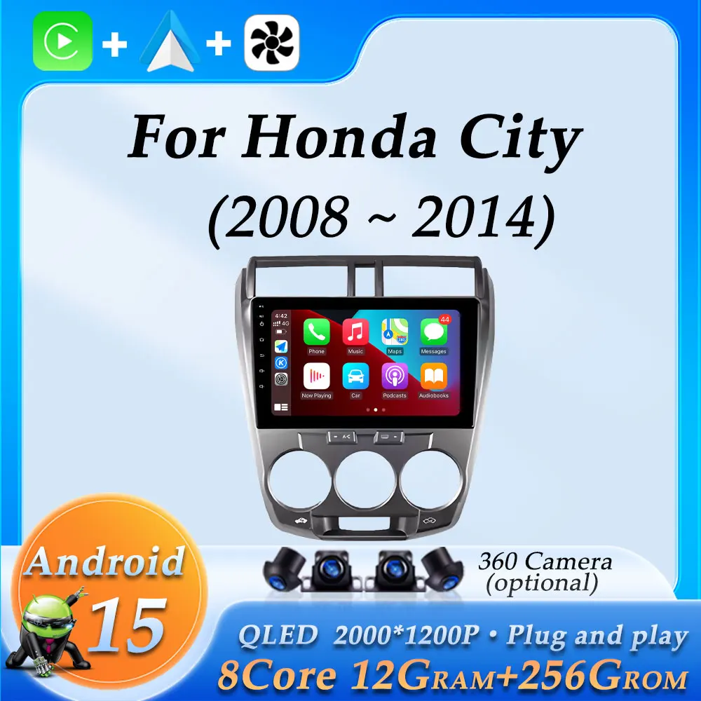 

Беспроводной CarPlay для Honda City 2008-2014 Автомобильный радиоприемник Аудио Мультимедийный видеоплеер GPS-навигация DSP Стерео Разделенный экран BT 4G