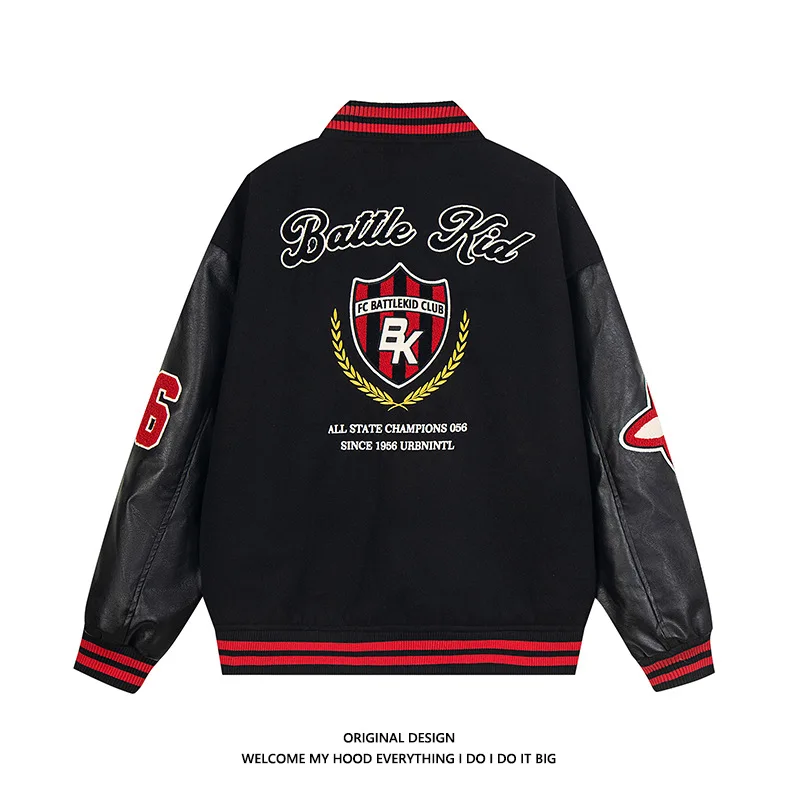 2025 Fashion Varsity Jacket Men Letter Embroidered Patchwork Baseball Jackets Mens Harajuku Streetwear Hip Hop Oversized Jacket