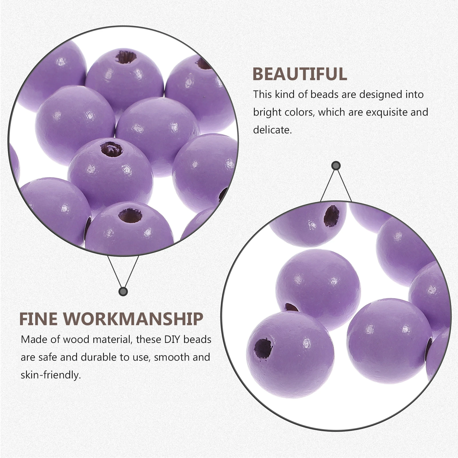 

100Pcs DIY Craft Wooden Beads Safe Durable Jewelry Making Supplies Loose Beads Charms Craft Making Loose Charms