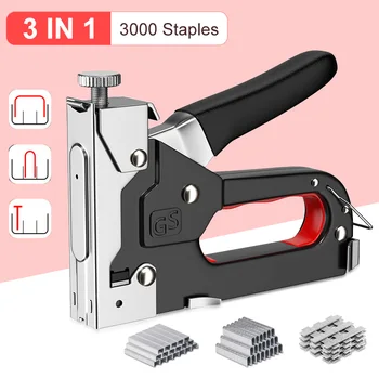 4 で 1 ネイルガン DIY 家具建設ホッチキス室内装飾ステープルガン 3000 ステープル家の装飾大工道具