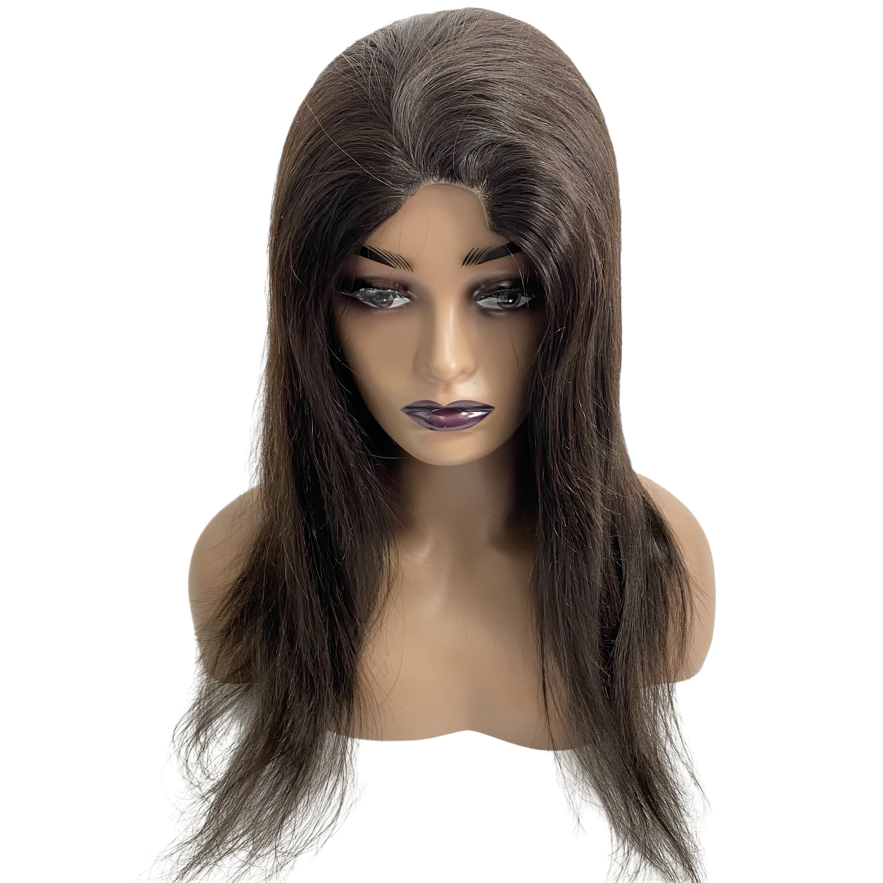 Brazilian Virgin Human Hair Silky Straight Natural Color Thin Skin Unit 130% Density Full PU Wig for Black Woman