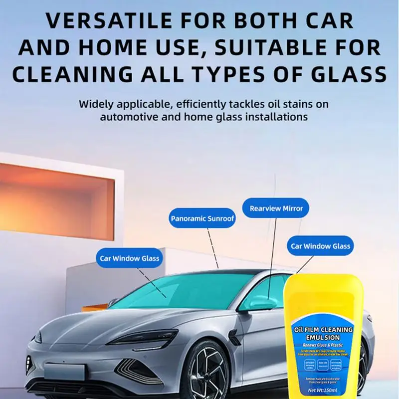 Glass Oil Film Remover For Car Waterproof 150ml Auto Glass Oil Film Cleaner Long-lasting Protection Glass Restorer Car Window