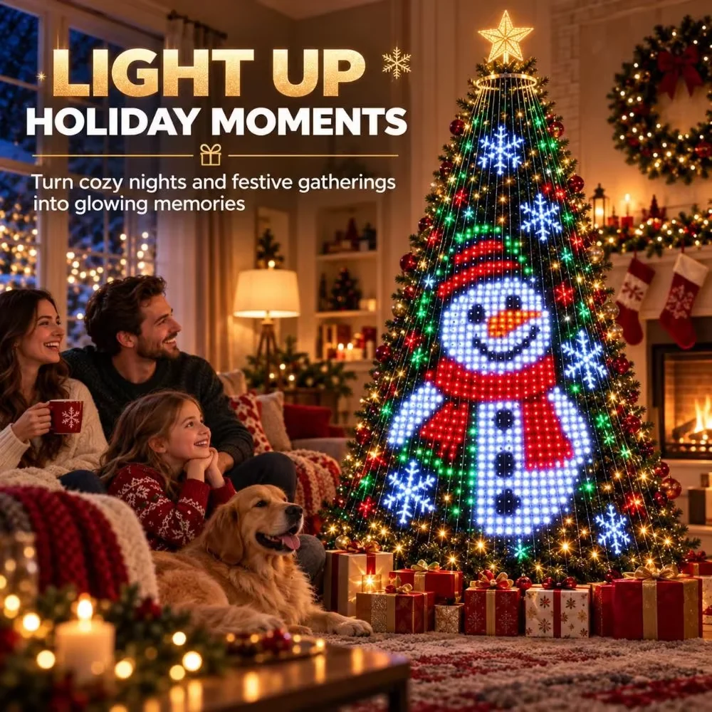Smart Animated Christmas Tree Lights APP DIY Santa Pixel Display for Kids Room Gift Decoration Indoor Decorative Lighting Lamp