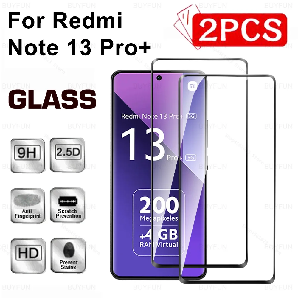 2Pcs For Xiaomi Redmi Note 13 Pro+ Glas Curved Tempered Glass Note13ProPlus 5G templado Cristal Note13 Pro Plus Screen Protector