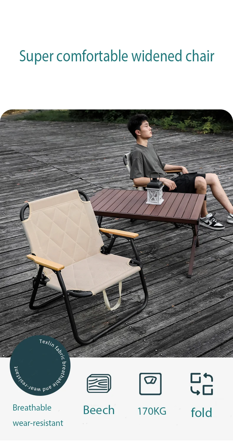 Outdoor folding chair, Portable Round Tube Thick seats Kemet chair, ultra light fishing Camping Picnic Equipment