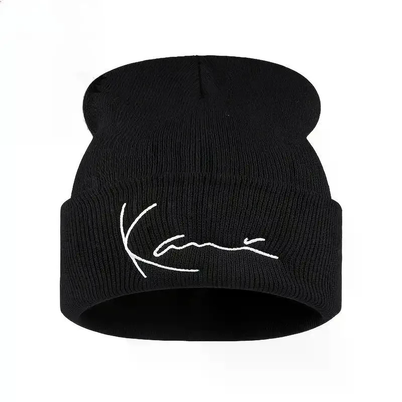 قبعة كارل كاني الرجعية المطرزة محبوك للرجال والنساء الشتاء الدفء مقنعين محبوك قبعة #5