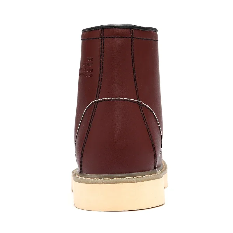 Winter Warm Men Boots Leather Mens Snow Boots with Fur Handmade Waterproof Male Ankle Boots No-slip High Top Male Work Shoes