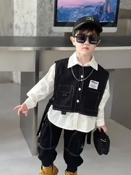 Boys Autumn Outfit Set Baby Denim Vest Two-piece Set, Children's Clothing Children's Top And Bottom Clothes Set Baby Boy Clothes