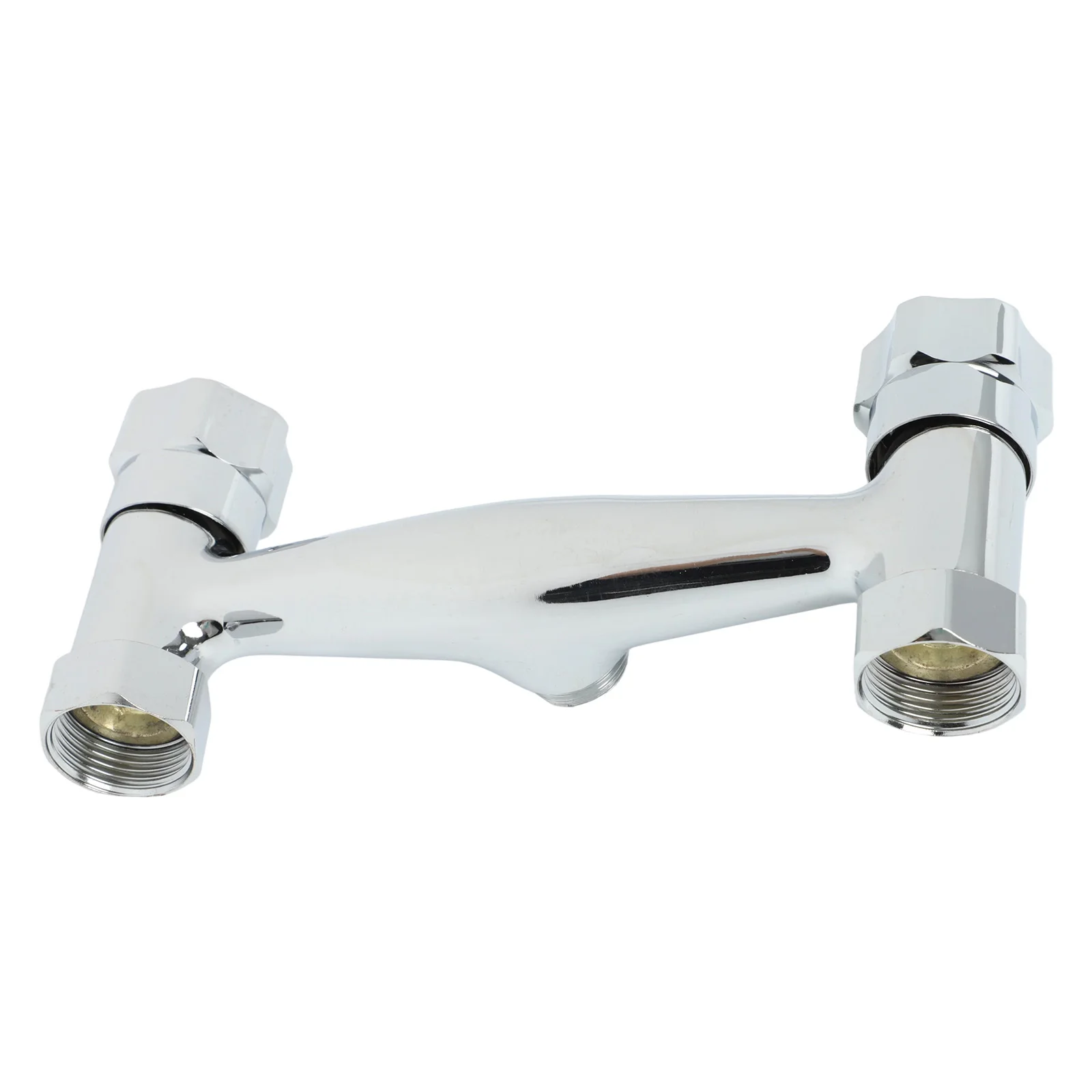 Chrome Finished Brass Two Hole Shower Mixer Tap Dual Handle Hot Cold Water Control Wall Mount Bath Faucet For Home Bathroom Deco