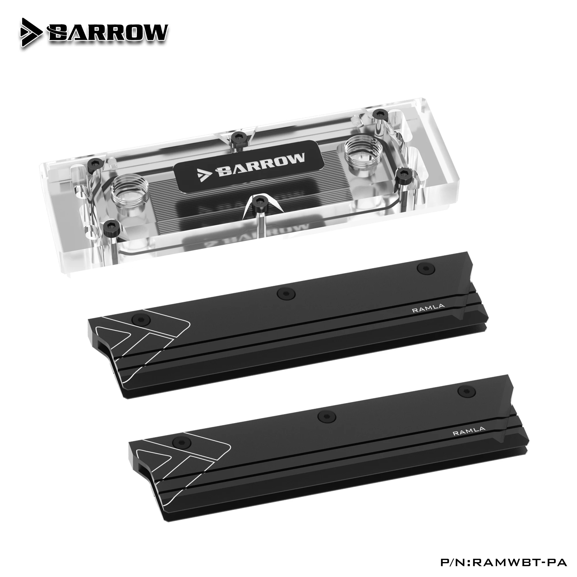 Barrow RAM Water Cooling Block use for 2pcs RAM 2 Channel Cooled Transparent Radiator with Metal Cover 1 block + 2 Cover RGB