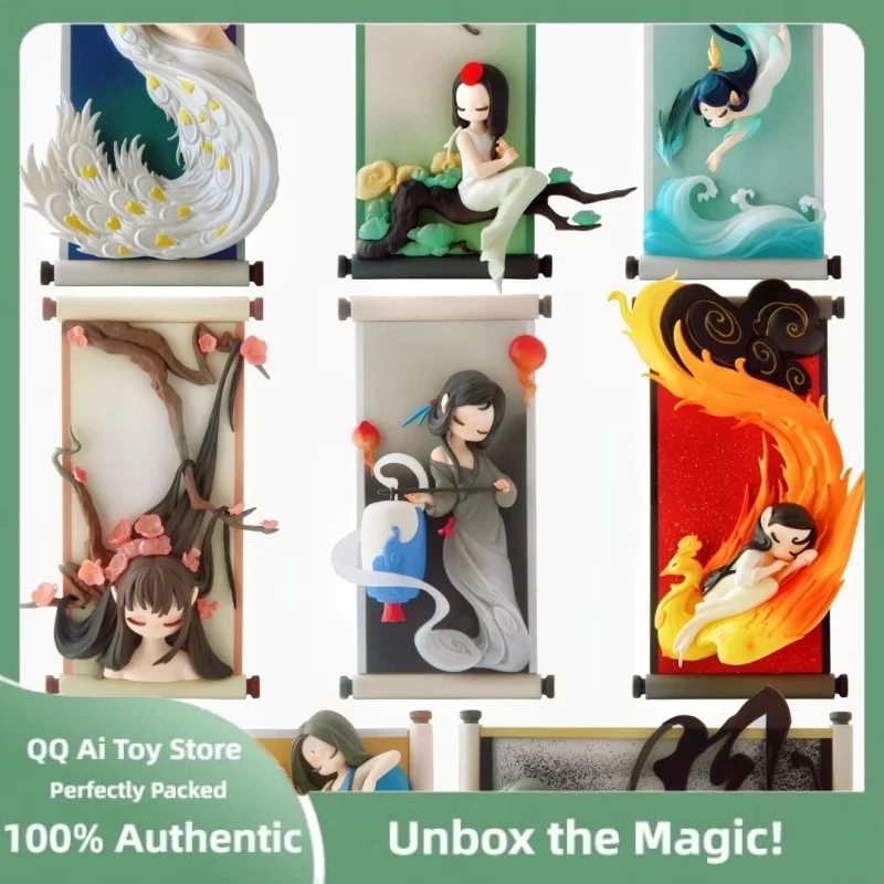

Genuine Sleep V8 Chinese Scrolls Series Blind Box Chinese Style Model Toy Figurine Desktop Ornament Mystery Box Festival Gifts