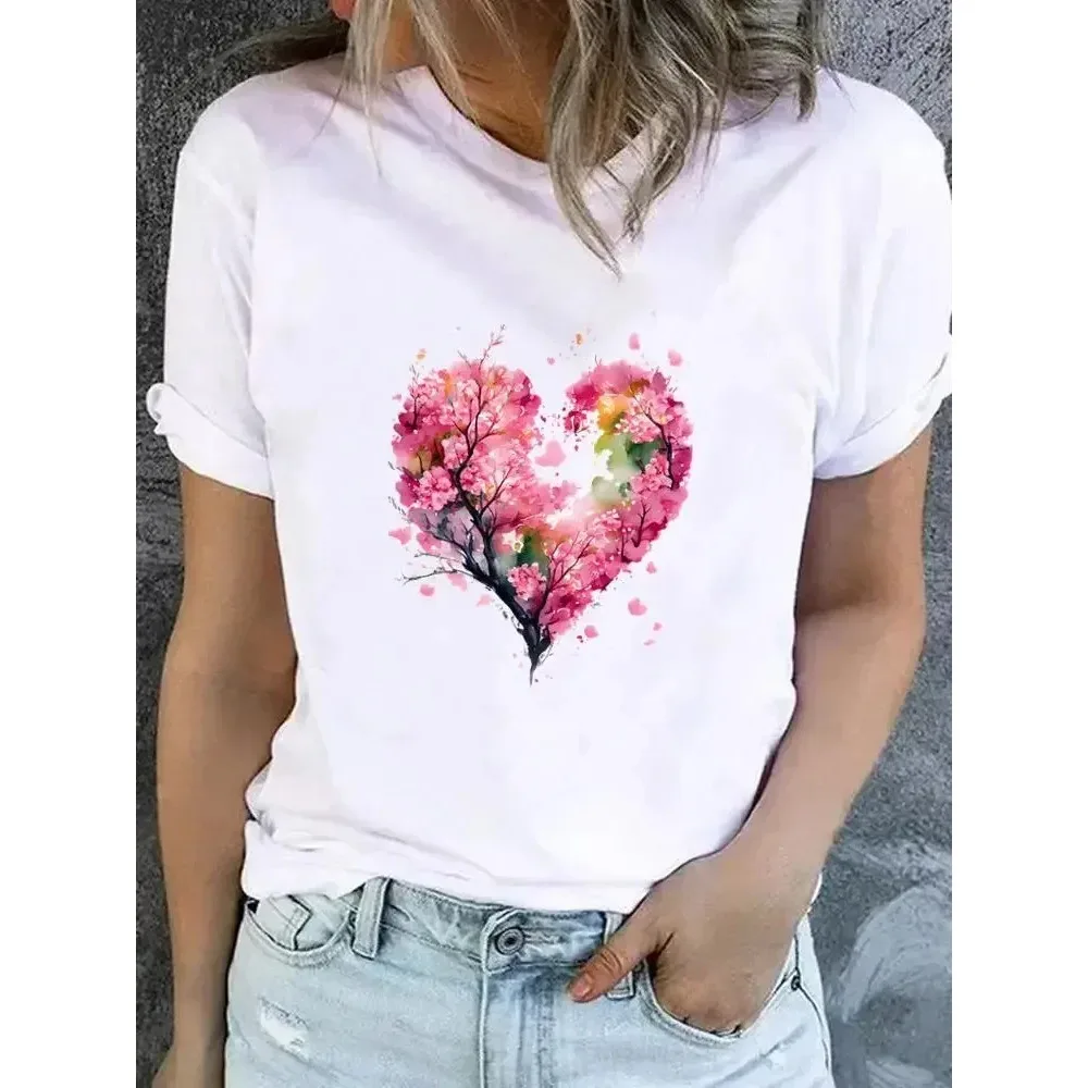

Flower Sweet Trend Cute 90s T-shirt Ladies Fashion Basic Women Graphic Short Sleeve Clothing Tee Top Clothes Print T Shirt
