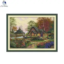 Joy Sunday Wishing Lodge Printed Cross Stitch Kit Embroidery DMC Threads Handicraft Handmade Needlework Needle Stamped Decor