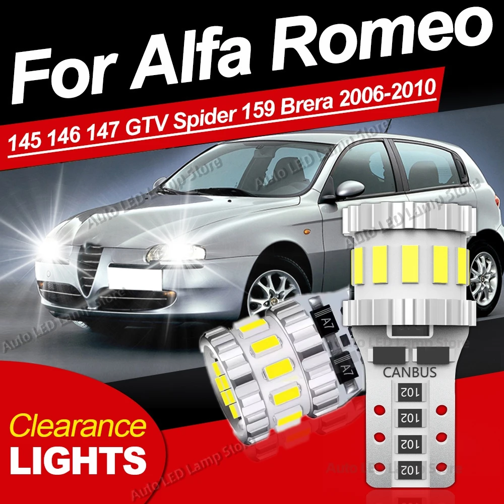2pcs LED W5W 12V Car Lights 6000K Canbus Clearance Lamp For Alfa Romeo 145 146 147 GTV Spider 159 Brera 2006 2007 2008 2009 2010