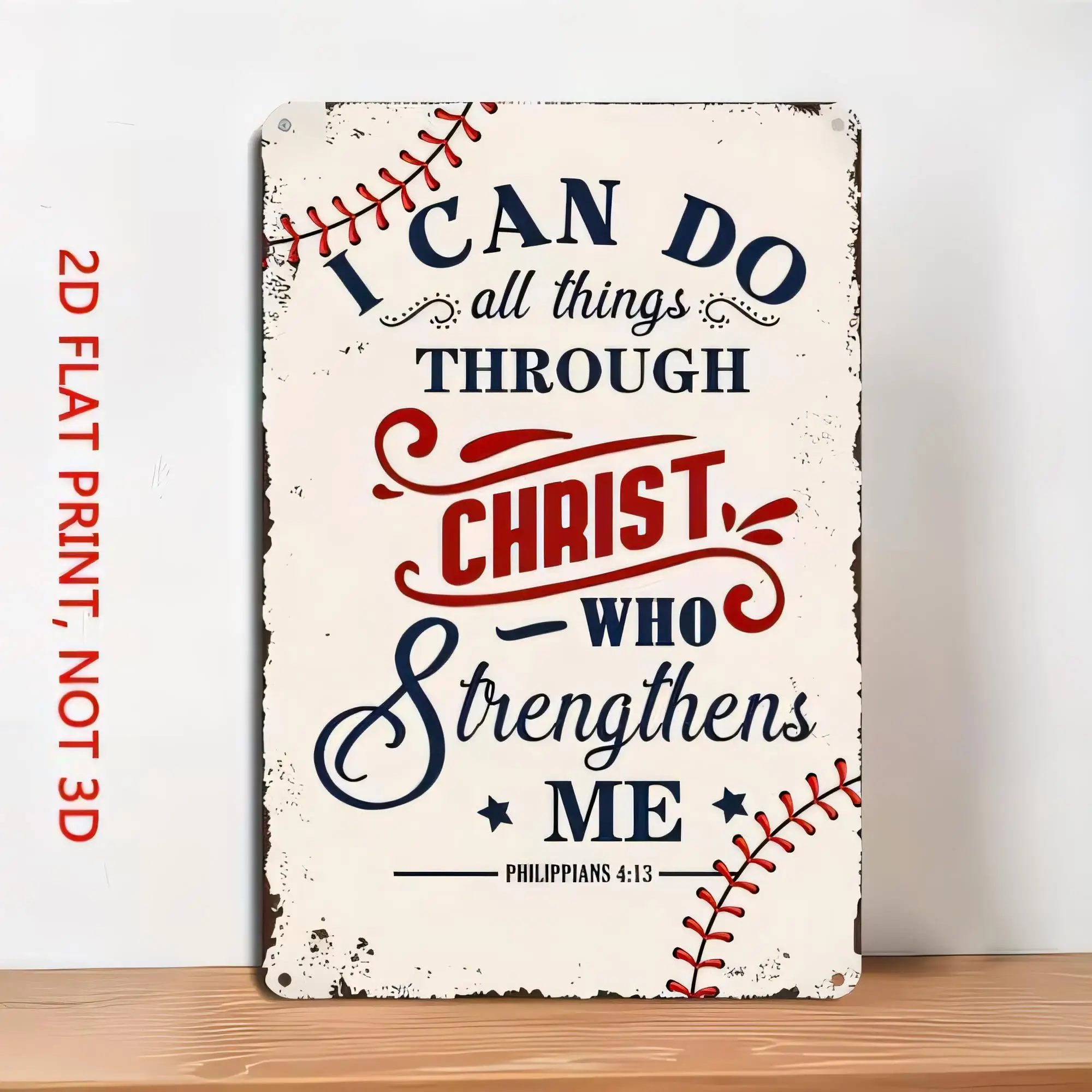 Tin Sign I Can Do All Things Through Christ Who Strengthens Me Bible Verse Retro Metal Wall Decor, Vintage Farmhouse Plaque for