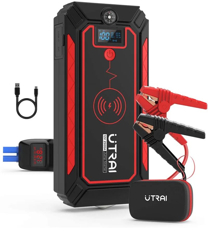 UTRAI 2500A Peak Jumpstart ด้วยชาร์จไร้สายจอแสดงผล LED รถ Starter แบตสำรองฟังก์ชั่น OEM โรงงานสำหรับ Jump Starter